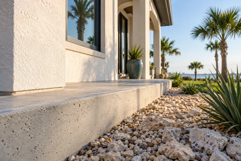 Concrete slab edge, soil and masonry detail